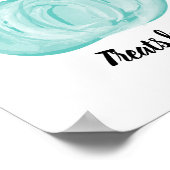 Blauwgroen Pumpkin Halloween Sign Allergy-vriendel Poster (Hoek)