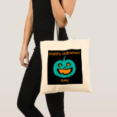 Blauwgroen Pumpkin Halloween Treat Bag Tote Bag (Voorkant (product))