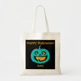Blauwgroen Pumpkin Halloween Treat Bag Tote Bag