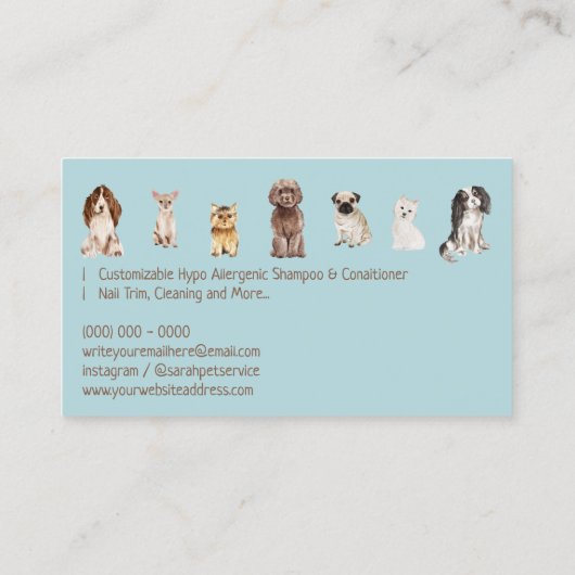 Blauwgroen Punch Dog Walker Loyalty Discount Paw Visitekaartje (Achterkant)