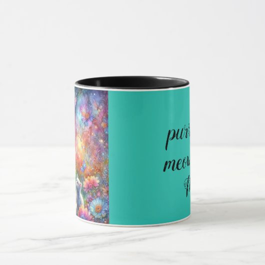 Blauwgroen Purrfectly Meowvelous Mom Cat Moederdag Mok (Midden)