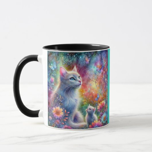 Blauwgroen Purrfectly Meowvelous Mom Cat Moederdag Mok (Links)