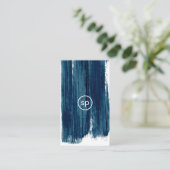Blauwgroen pushstoke minimale vormgeving van het v visitekaartje (Staand voorkant)
