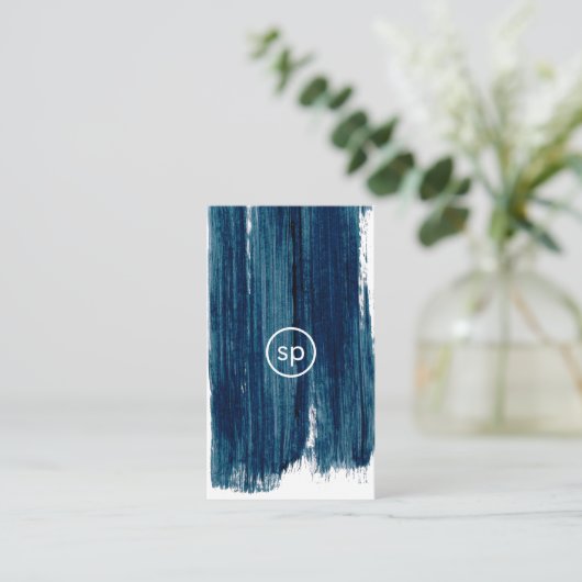 Blauwgroen pushstoke minimale vormgeving van het v visitekaartje (Staand voorkant)