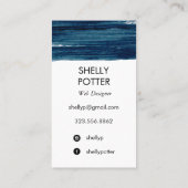 Blauwgroen pushstoke minimale vormgeving van het v visitekaartje (Achterkant)