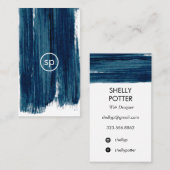 Blauwgroen pushstoke minimale vormgeving van het v visitekaartje (Voorkant / Achterkant)