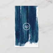 Blauwgroen pushstoke minimale vormgeving van het v visitekaartje (Voorkant)