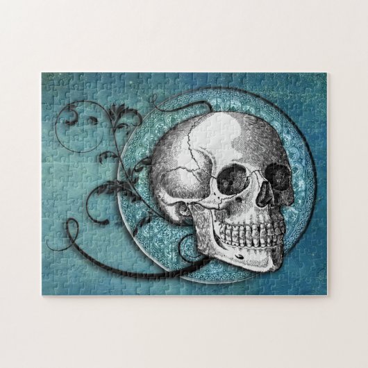 Blauwgroen puzzel legpuzzel (Horizontaal)