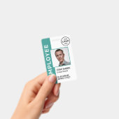 Blauwgroen QR-code Corporate Logo Medewerker Foto Badge (Handheld)