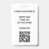 Blauwgroen QR-code Corporate Logo Medewerker Foto Badge (Achterkant)