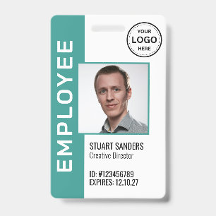 Blauwgroen QR-code Corporate Logo Medewerker Foto Badge