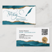 Blauwgroen QR-code voor mobiele notaris- en lening Visitekaartje (Voorkant / Achterkant)