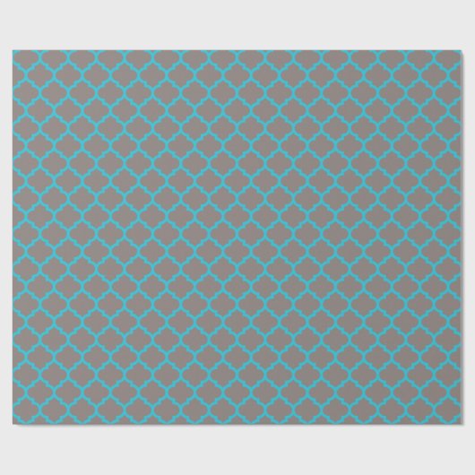 Blauwgroen Quadrafoil Pattern-pakpapier Cadeaupapier (Vlak)