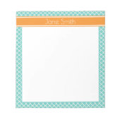 Blauwgroen Quarterfoil, gepersonaliseerd Notitiebl Notitieblok (Voorkant)