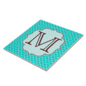 Blauwgroen Quarterfoil Latti Monogram Displayile Tegeltje (Zijkant)
