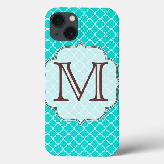 Blauwgroen Quarterfoil Latti Monogram Initiaal IPA Case-Mate iPhone Case (Achterkant)