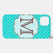 Blauwgroen Quarterfoil Latti Monogram Initiaal IPA Case-Mate iPhone Case (Achterkant (horizontaal))