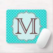 Blauwgroen Quarterfoil Latti Monogram Initiaal Mui Muismat (Met muis)