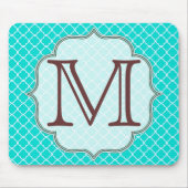 Blauwgroen Quarterfoil Latti Monogram Initiaal Mui Muismat (Voorkant)