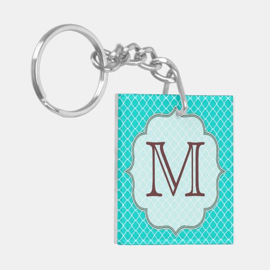 Blauwgroen Quarterfoil Latti Monogram Initiaal Sle Sleutelhanger (Voorkant Links)