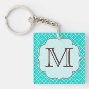 Blauwgroen Quarterfoil Latti Monogram Initiaal Sle Sleutelhanger