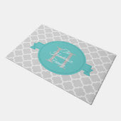 Blauwgroen Quatrefoil - Aangepaste doormat Deurmat (Schuin)