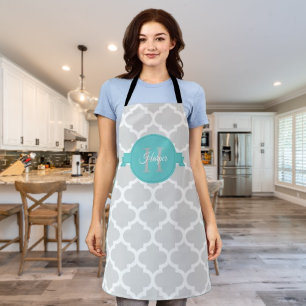 Blauwgroen Quatrefoil - Gepersonaliseerd Schort