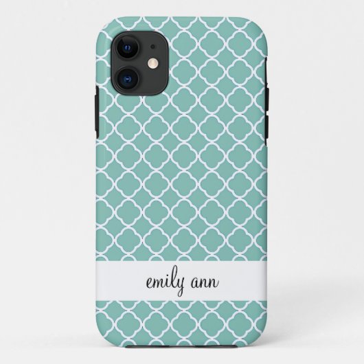 Blauwgroen Quatrefoil iPhone 5 Hoesje (Achterkant)
