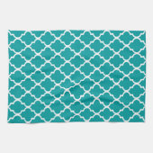 Blauwgroen Quatrefoil keukenhanddoek (Horizontaal)