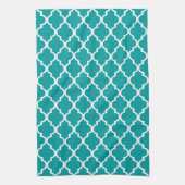 Blauwgroen Quatrefoil keukenhanddoek (Verticaal)
