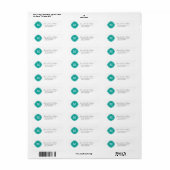 Blauwgroen Quatrefoil Monogram Retouradres Etiket (Full Sheet)