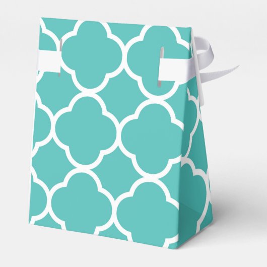 Blauwgroen Quatrefoliepatroon Bedankdoosjes (Achterkant)