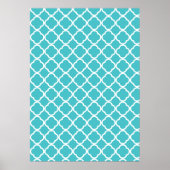 Blauwgroen Quatrefoliepatroon Poster (Voorkant)