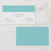 Blauwgroen Quatrefoliepatroon Visitekaartje (Voorkant / Achterkant)