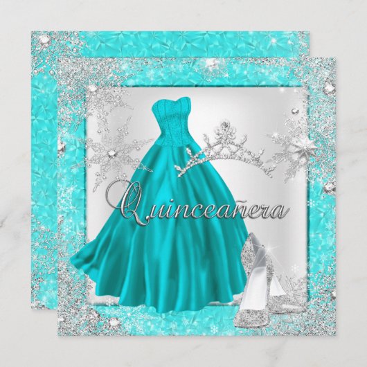 Blauwgroen Quinceanera 15e Elite Elegant Birthday  Kaart (Voorkant / Achterkant)