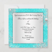 Blauwgroen Quinceanera 15e Elite Elegant Birthday  Kaart (Achterkant)