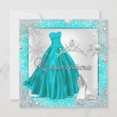 Blauwgroen Quinceanera 15e Elite Elegant Birthday  Kaart (Voorkant)