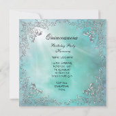 Blauwgroen Quinceanera 15e verjaardag Tiara Masque Kaart (Achterkant)