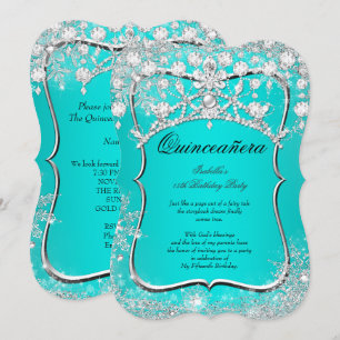 Blauwgroen Quinceanera 15e Winter Wonderland Silve Kaart