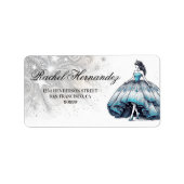Blauwgroen Quinceañera Meisje Etiket (Voorkant)