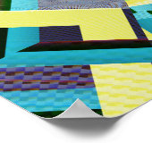 Blauwgroen Rad van Fortuin Fractal Art Poster (Hoek)
