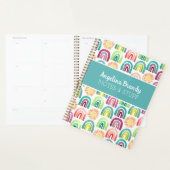 Blauwgroen Rainbows & Suns Pattern Terug naar Scho Planner (Display)