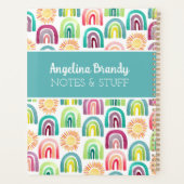 Blauwgroen Rainbows & Suns Pattern Terug naar Scho Planner (Achterkant)