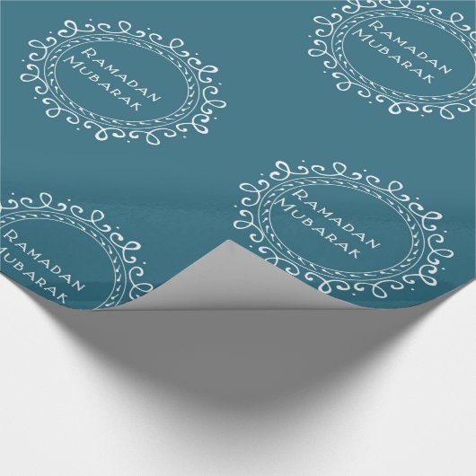 Blauwgroen ramadan Mubarak Gift Wrap Papier (Hoek)