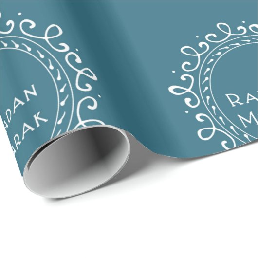 Blauwgroen ramadan Mubarak Gift Wrap Papier (Rol Hoek)