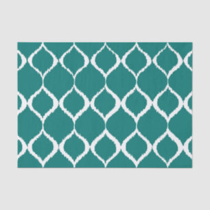 Blauwgroen reb.t. geometrische Ikat - tribaal prin Tissuepapier