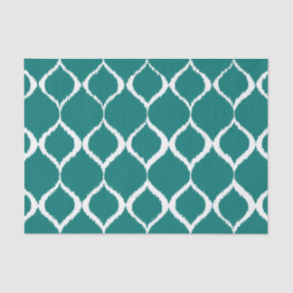 Blauwgroen reb.t. geometrische Ikat - tribaal prin Tissuepapier