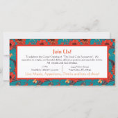 Blauwgroen Red Floral Cafe Restaurant Grand Openin (Achterkant)