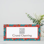 Blauwgroen Red Floral Cafe Restaurant Grand Openin (Staand voorkant)