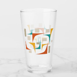 Blauwgroen Red Oranje Corners Mid Century Retro Gl Glas